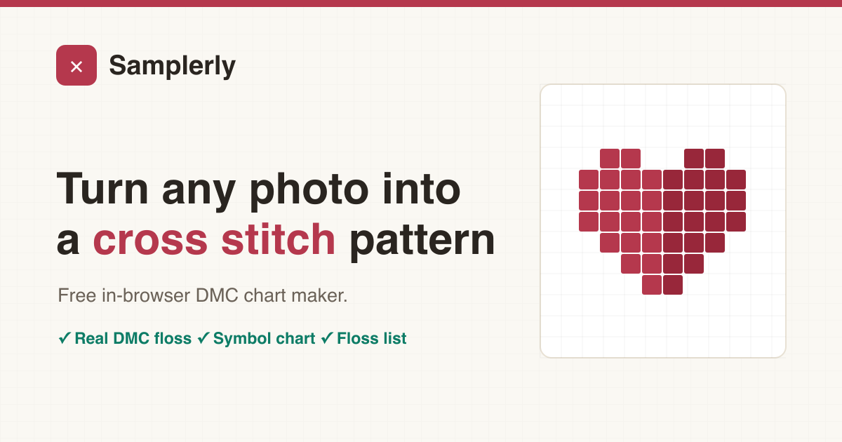Cross Stitch Pattern Maker — Free Photo to Chart Converter | Samplerly